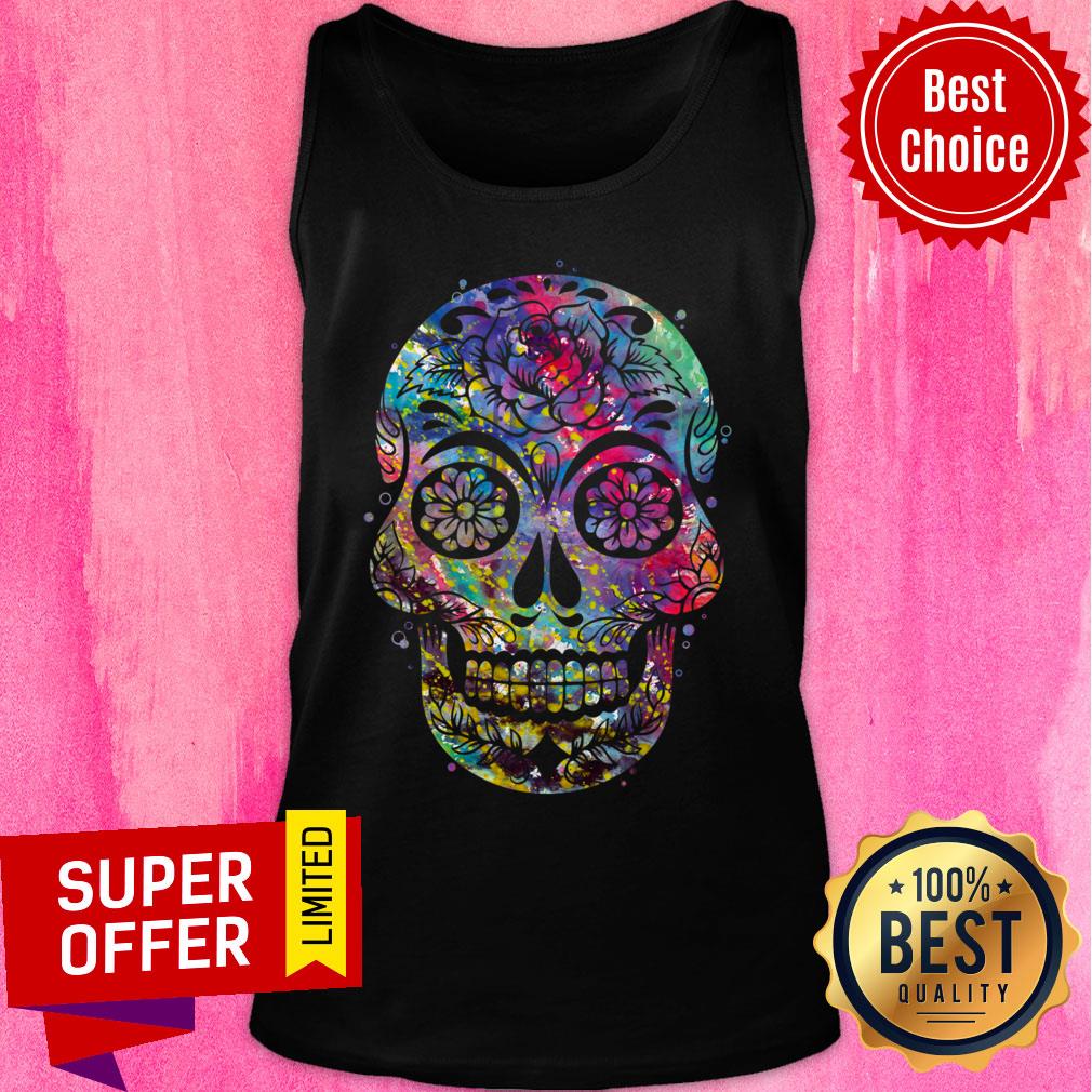 Sugar Skull Watercolor Day Of The Dead Dia De Muertos Shirt