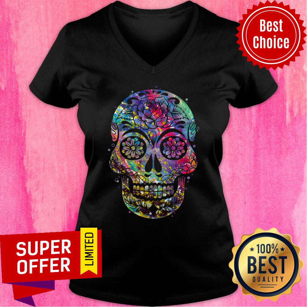 Sugar Skull Watercolor Day Of The Dead Dia De Muertos Shirt