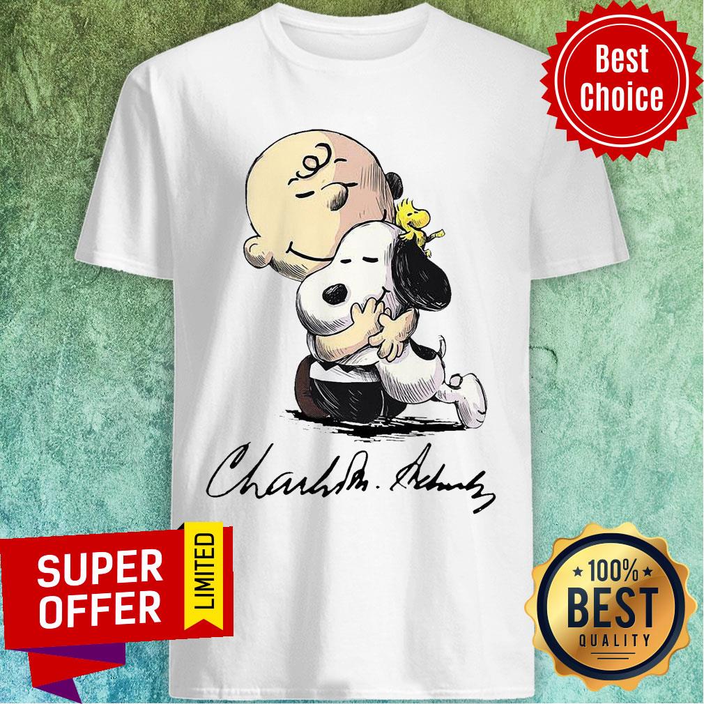 The Peanuts Snoopy Hug Charlie Brown And Woodstock Signature Shirt