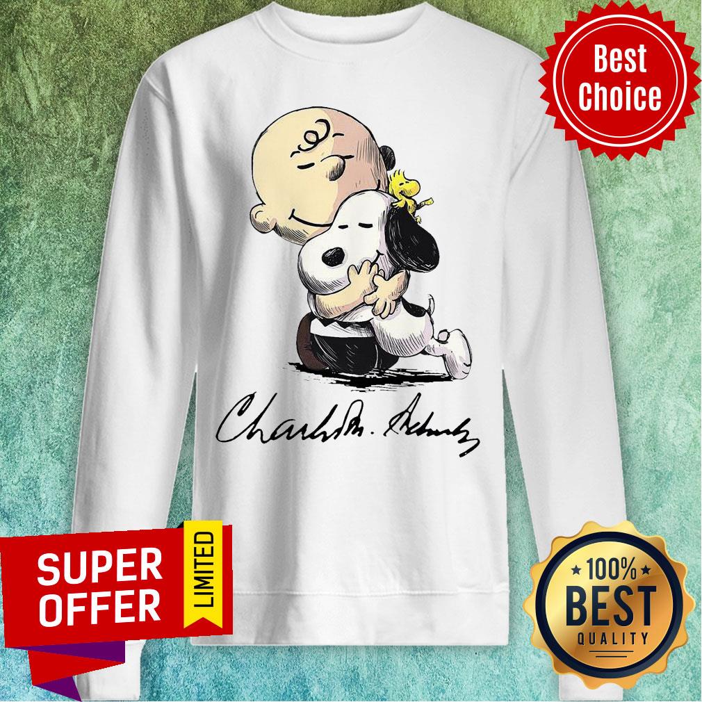The Peanuts Snoopy Hug Charlie Brown And Woodstock Signature Shirt