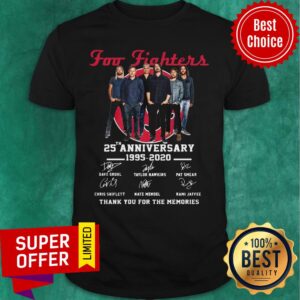 Foo Fighters 25th Anniversary 1995 2020 Thank You For The Memories Signatures Shirt