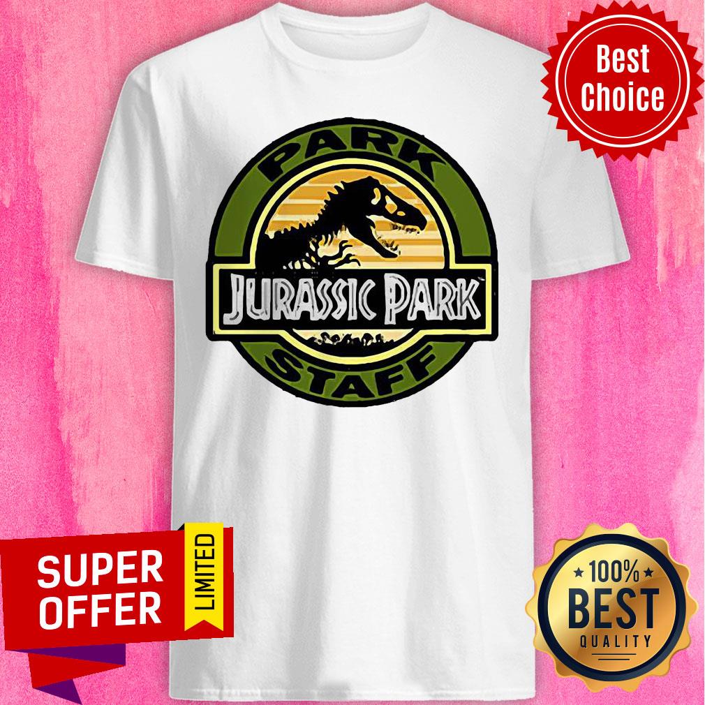 Top Jurassic Park Staff Logo Pocket Patch Graphic Shirt