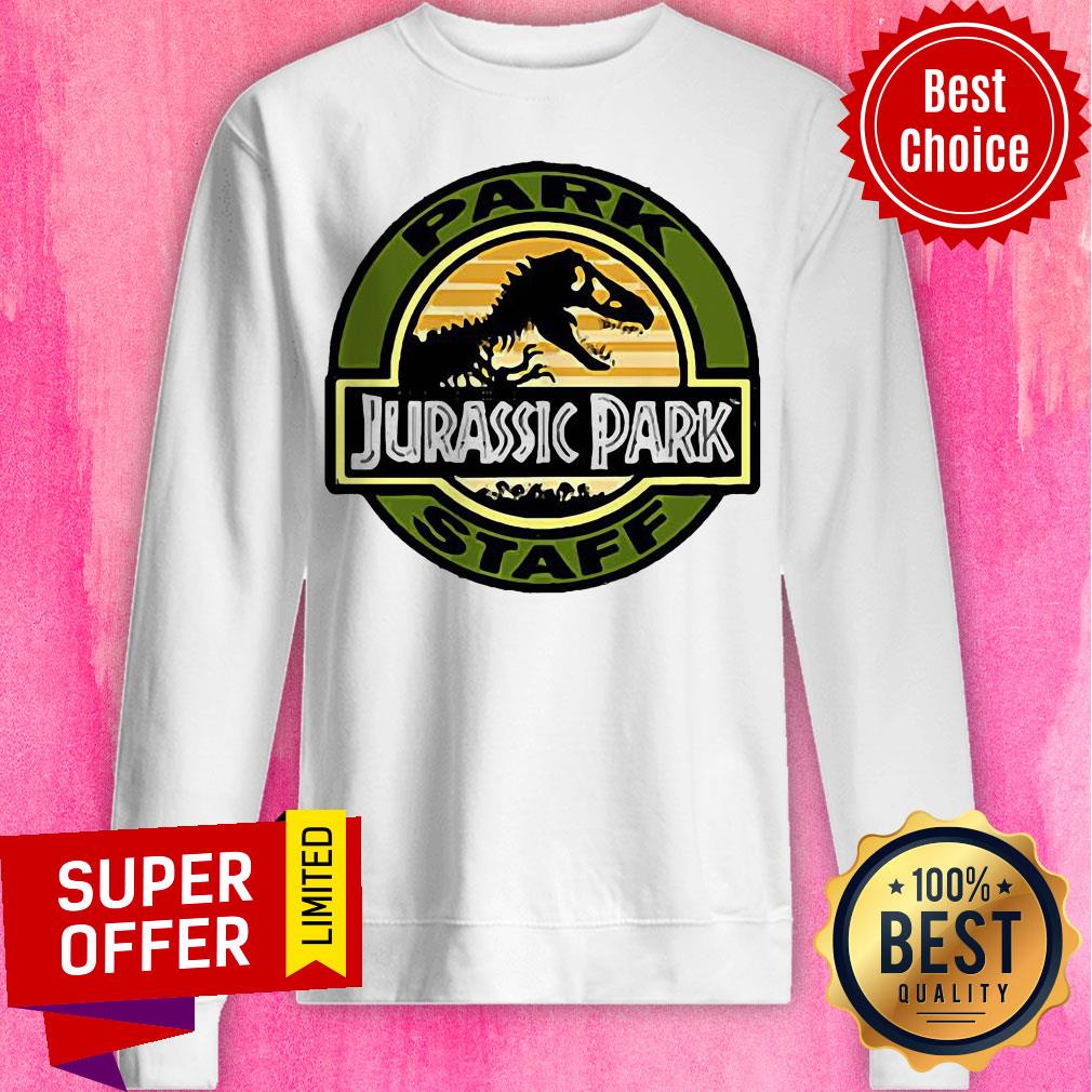 Top Jurassic Park Staff Logo Pocket Patch Graphic Shirt