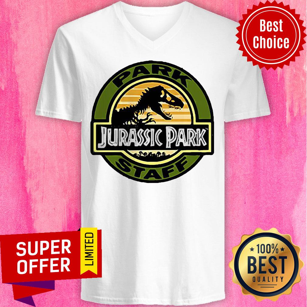 Top Jurassic Park Staff Logo Pocket Patch Graphic Shirt