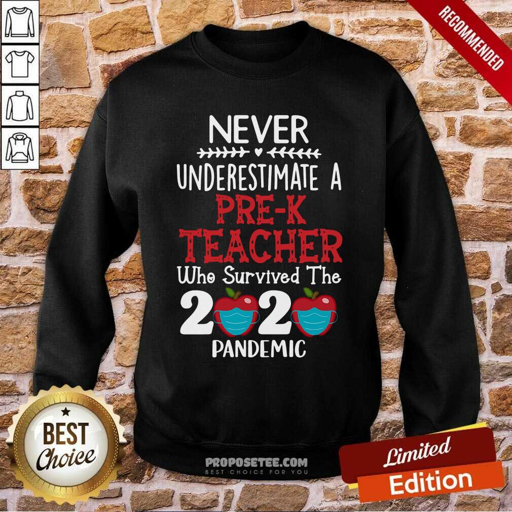 Top Never Underestimate A Pre-K Teacher Who Survived 2020 Pandemic Shirt