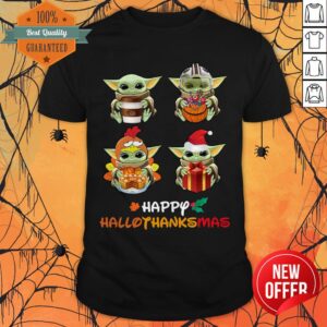 Cute Baby Yoda Happy Hallothanksmas Shirt