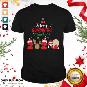 Cute Merry Quarantine Christmas 2020 Sloth Hat Santa Christmas Shirt