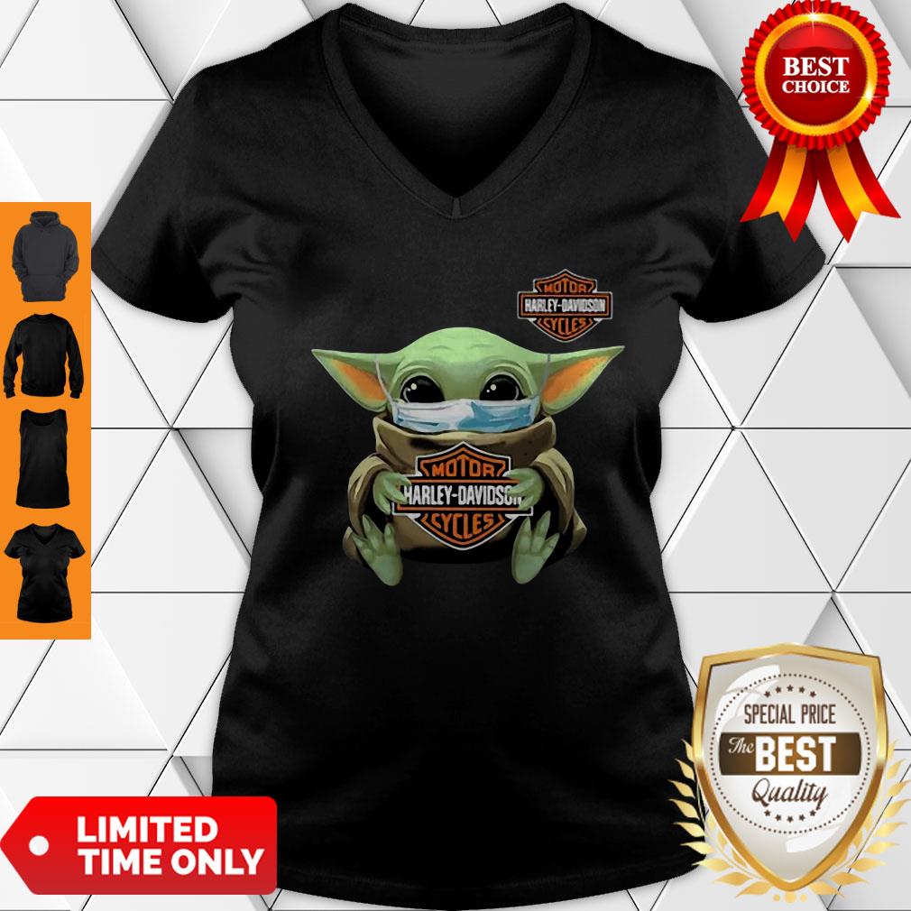Baby Yoda Mask Motor Harley Davidson Cycles Coronavirus Shirt