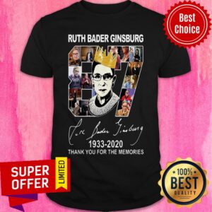 Ruth Bader Ginsburg Crown 87 Years 1933 2020 Thank You For The Memories Signature Shirt