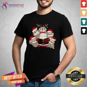Funny Santa And Sloth Reindeer The Night Before Christmas Shirt