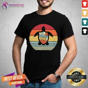 Funny Skip A Straw Save A Turtle Retro Shirt