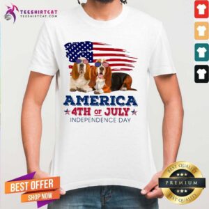 Cute Basset Hound America 4th July Shirt