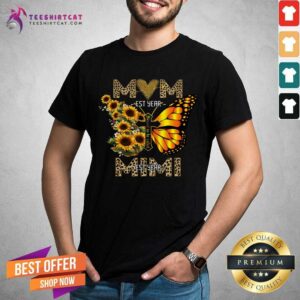 Mom Est And Mimi Butterfly Sunflowers Shirt