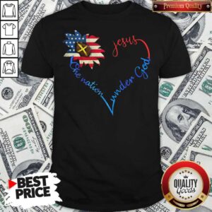 Independence Day Heart Sunflower America One Nation Under God Jesus Shirt