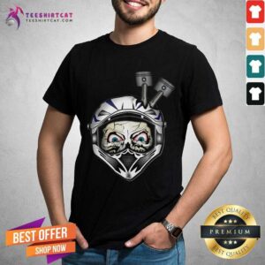 Funny Motorcycle Helmet Skull Head Pistons Shirt