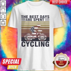 Funny The Best Days Are Spent Cycling American Flag Vintage Retro Shirt