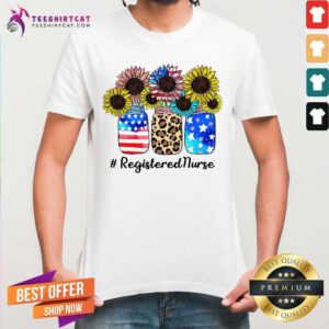 Sunflower American Flag Registered Nurse Shirt