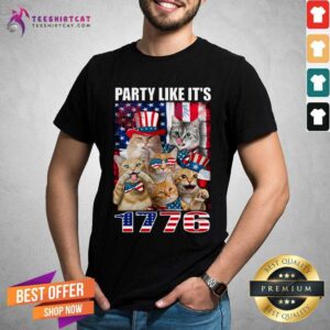 Party Like It Is 1776 Cat American Flag Shirt