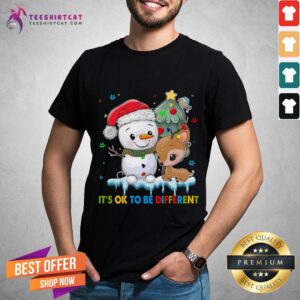 Perfect Snowman And Reindeer Autism It's Ok To Be Different Christmas Shirt