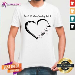 Just A Kentucky Girl Coffee Paws Jesus Heart Shirt