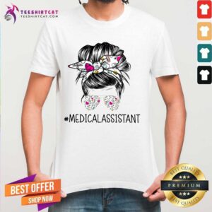 Top Bun Hair Sunglasses Headband Medical Assistant Shirt