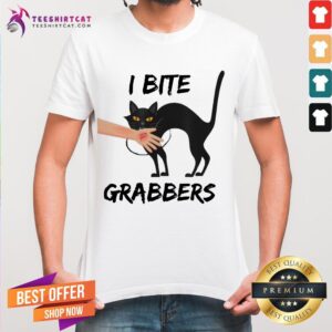 Awesome I Bite Grabbers Feminist Trump Black Cat Shirt