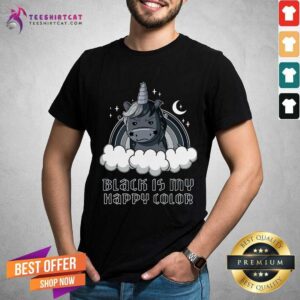 Top Unicorn Black Is My Happy Color Shirt