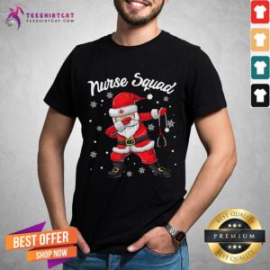 Funny Christmas Scrub Tops Dabbing Santa Nurse Squad Shirt
