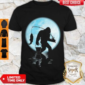 Premium Bigfoot Go Fishing On The Moon Shirt