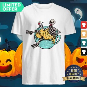Funny Skeleton Drinking Coffee Dia De Los Muertos Day Dead Halloween Shirt