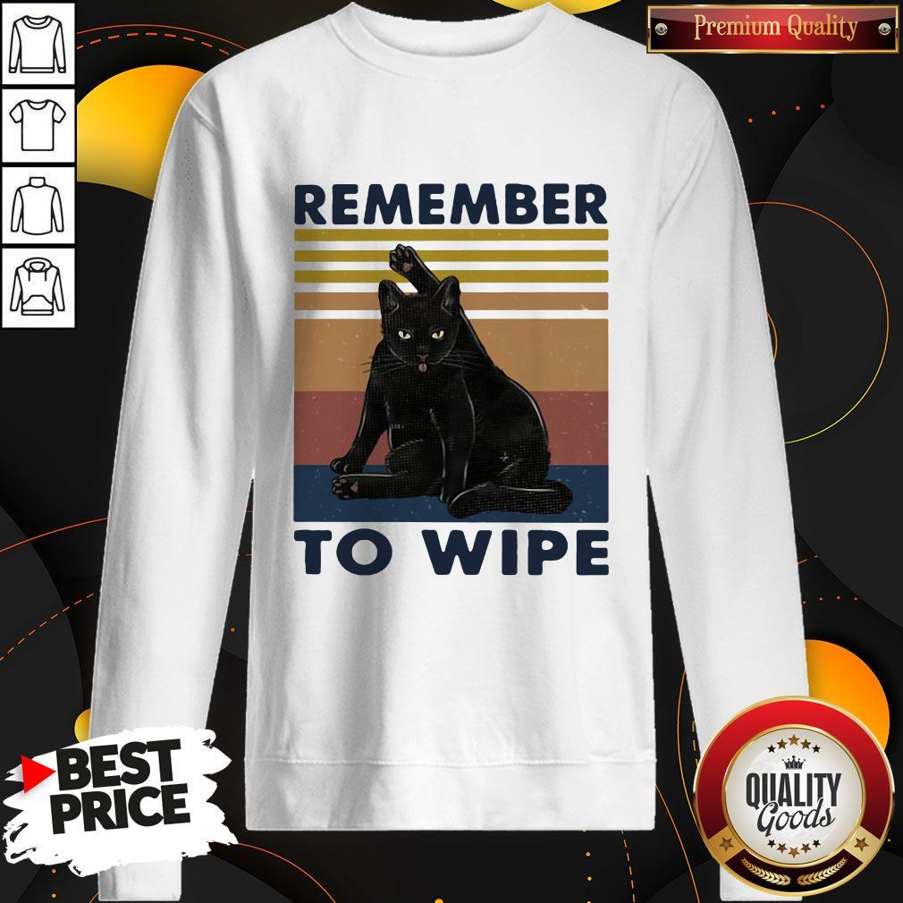 Attractive Black Cat Remember To Wipe Vintage Retro Shirt