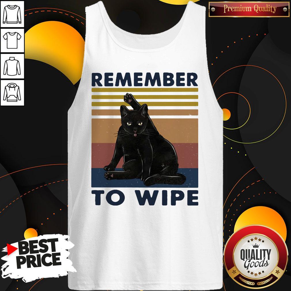 Attractive Black Cat Remember To Wipe Vintage Retro Shirt