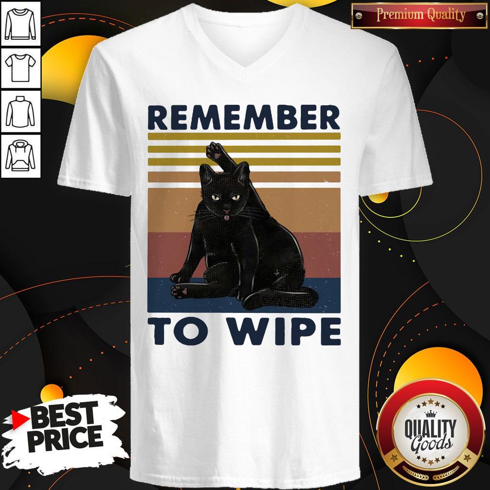 Attractive Black Cat Remember To Wipe Vintage Retro Shirt