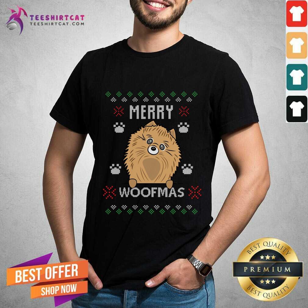 Awesome Merry Christmas Woofmas Pomeranian Dog Gift Ugly Gift T-Shirt