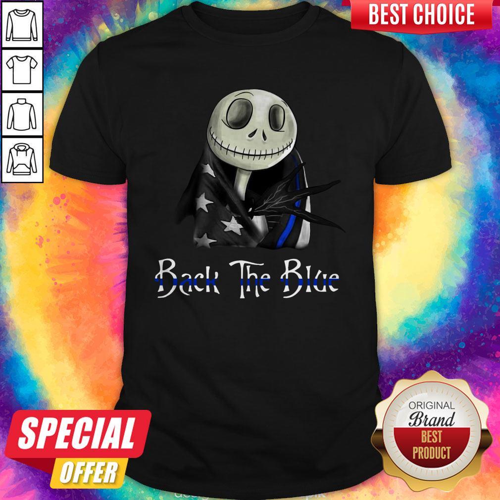 Awesome Skellington Back The Blue American Flag Shirt