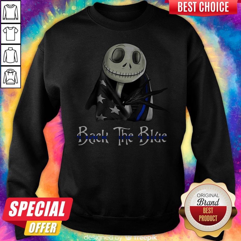 Awesome Skellington Back The Blue American Flag Shirt