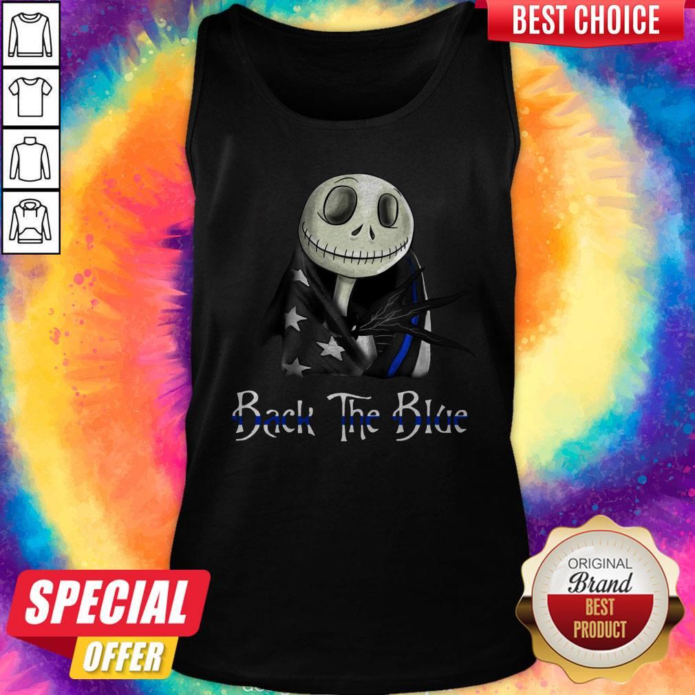 Awesome Skellington Back The Blue American Flag Shirt