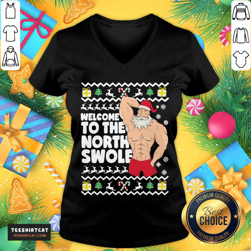 Awesome Welcome To The North Swole Hunk Santa Christmas Shirt