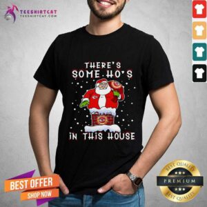 Awesome Kansas City Chiefs Christmas There Is Some Hos In This House Santa Stuck In The Chimney NFL Youth Shirt