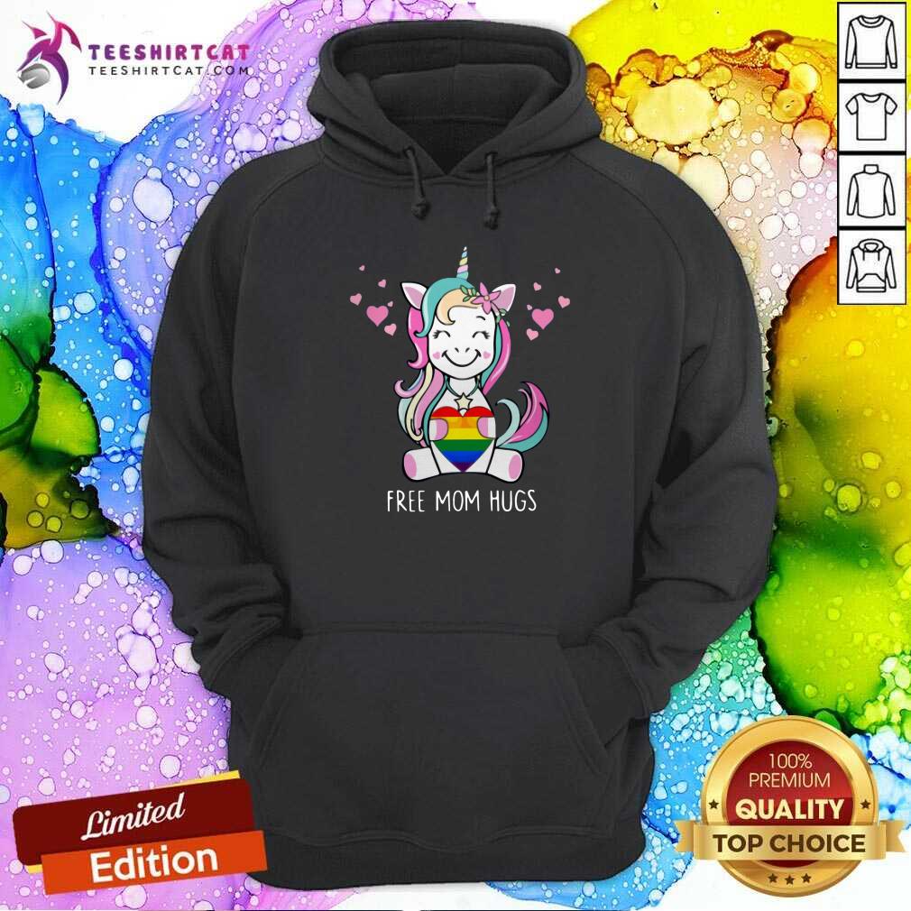 Colorful Unicorn Free Mom Hugs LGBT Heart Shirt