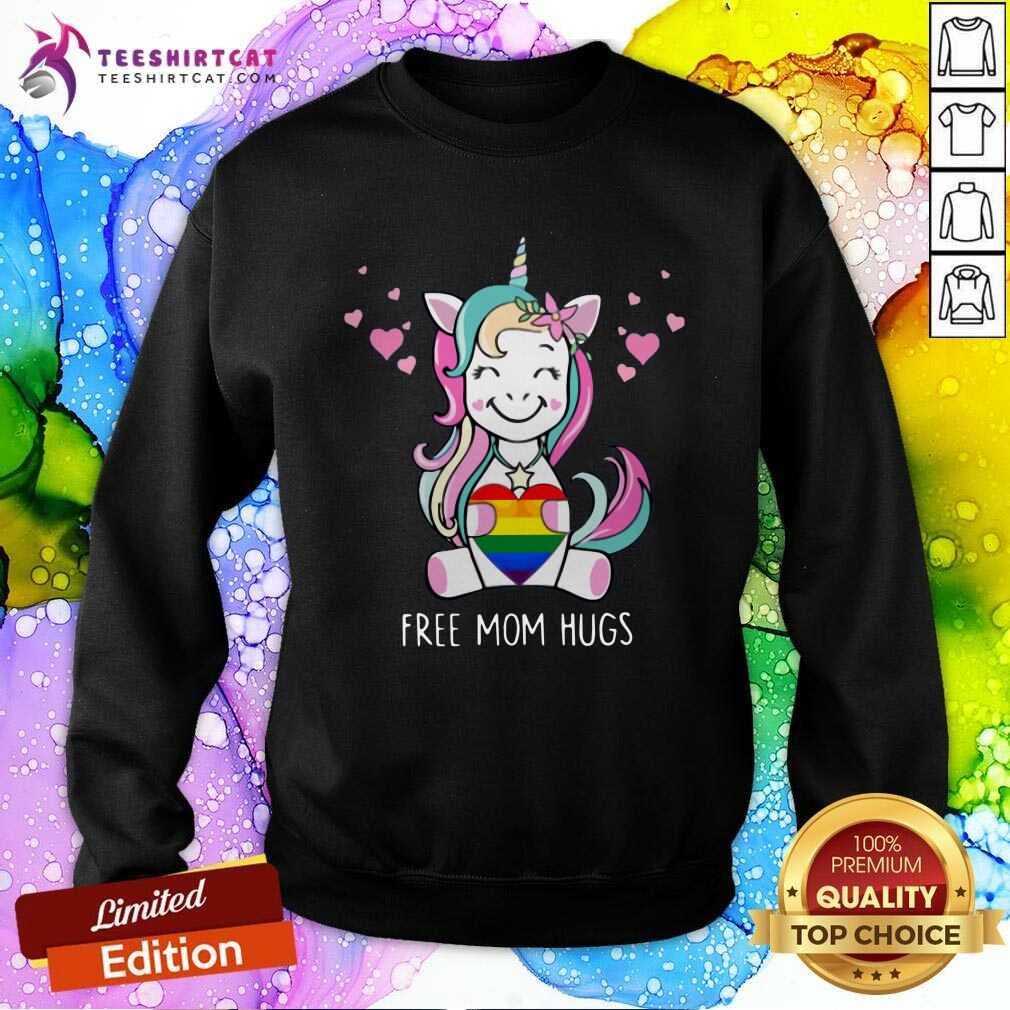 Colorful Unicorn Free Mom Hugs LGBT Heart Shirt