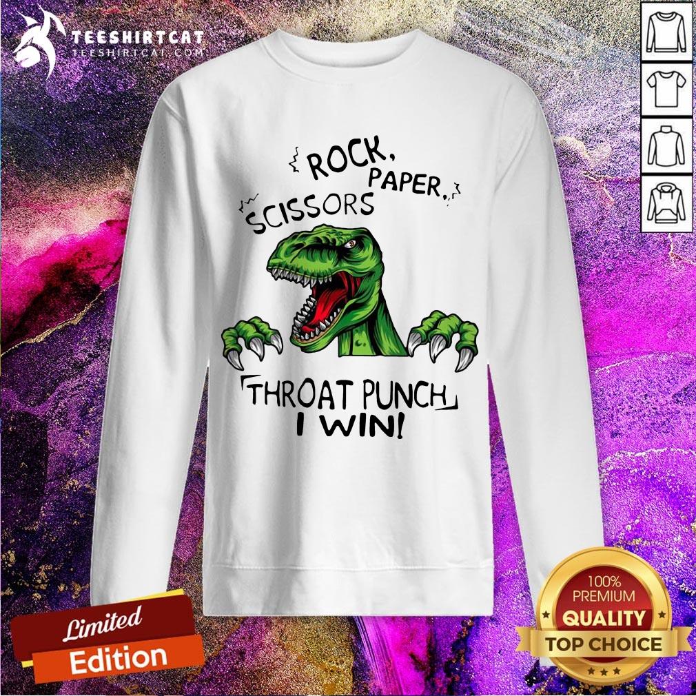 Dinosaur T Rex Rock Paper Scissors Throat Punch I Win Shirt