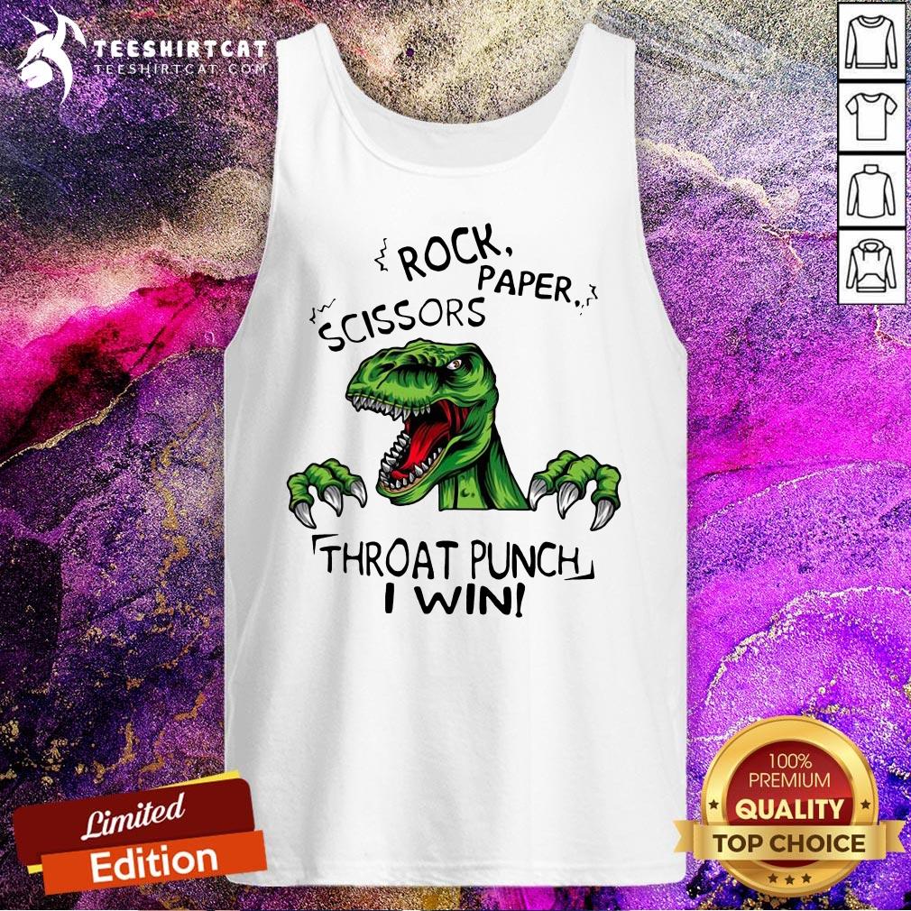 Dinosaur T Rex Rock Paper Scissors Throat Punch I Win Shirt