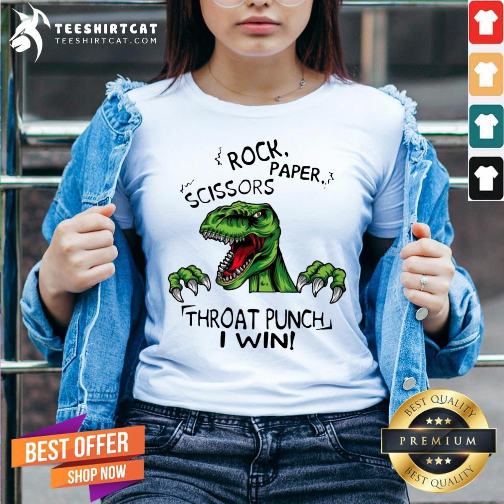 Dinosaur T Rex Rock Paper Scissors Throat Punch I Win Shirt