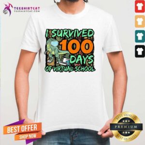 Awesome Dinosaurs Mask I Survived 100 Days Of Virtual School Shirt