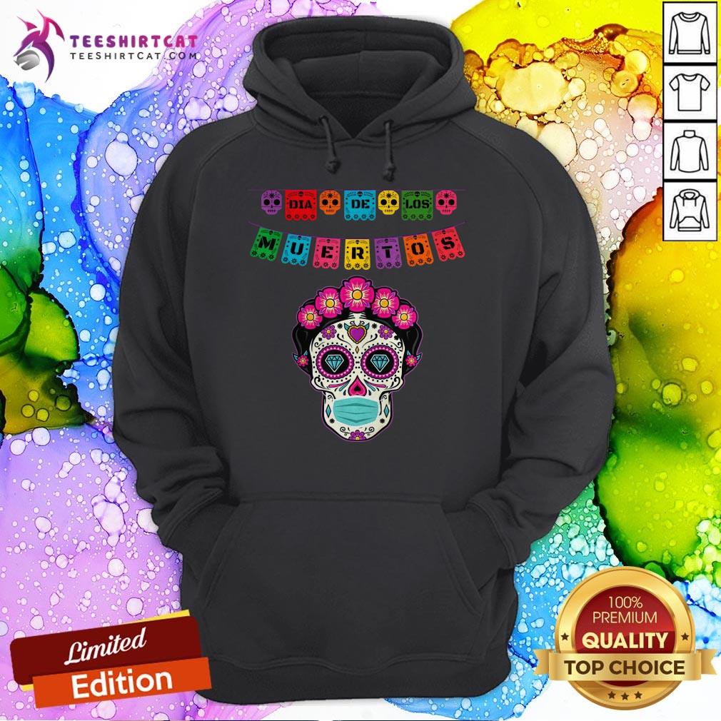 Floral Sugar Skull Face Mask Day Of The Dead Dia De Muertos T-Shirt