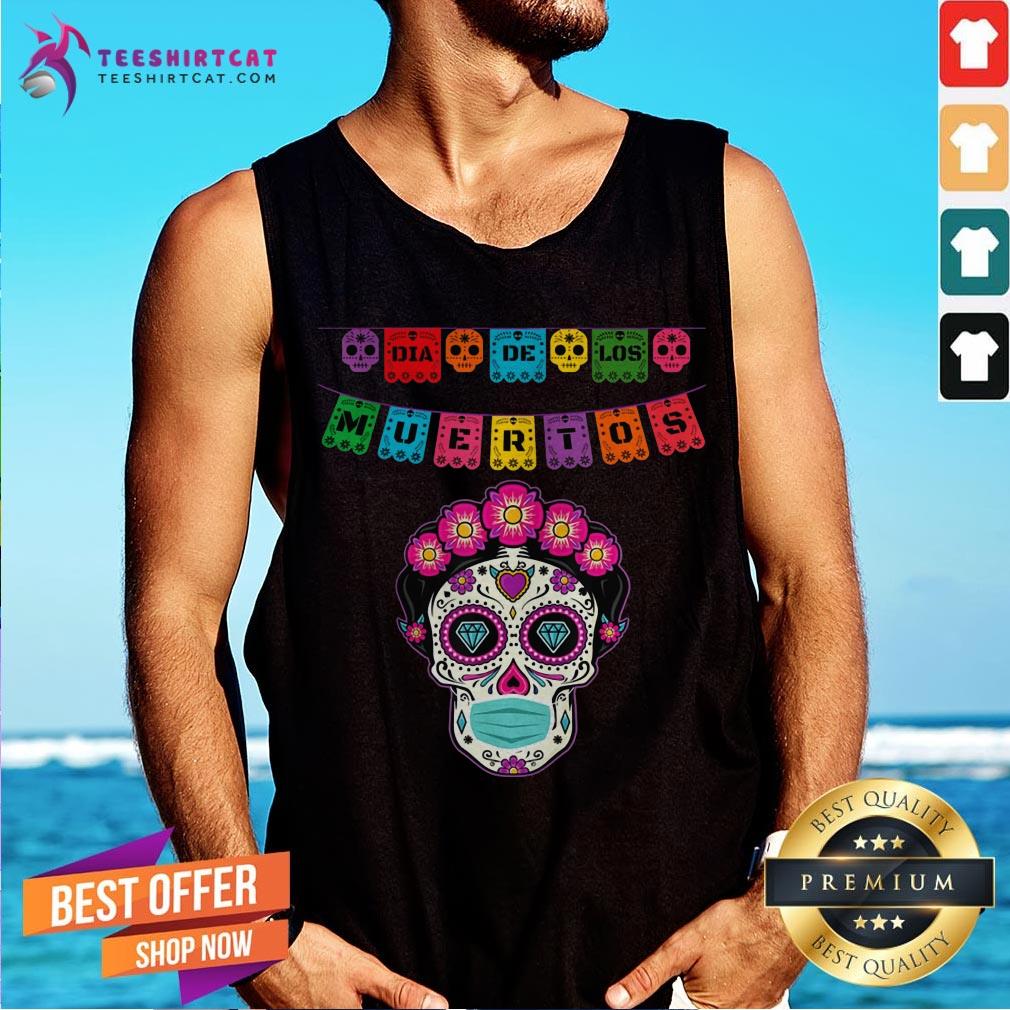 Floral Sugar Skull Face Mask Day Of The Dead Dia De Muertos T-Shirt