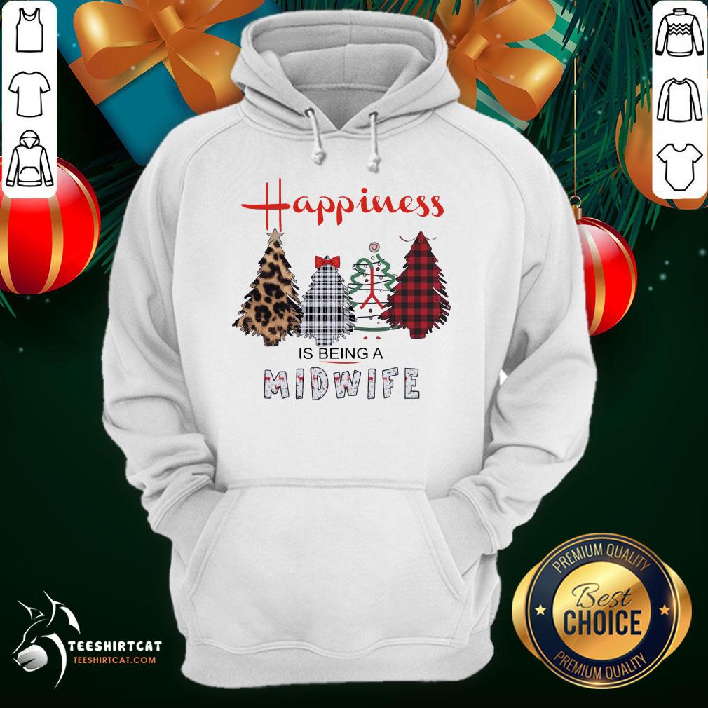 Funny Christmas Tree Happiness Is Being A Midwife Shirt
