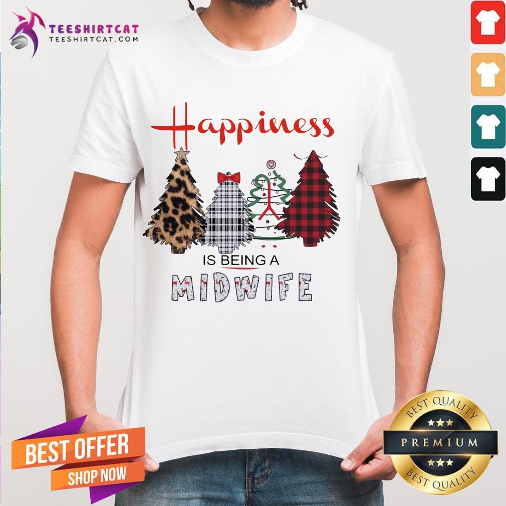 Funny Christmas Tree Happiness Is Being A Midwife Shirt