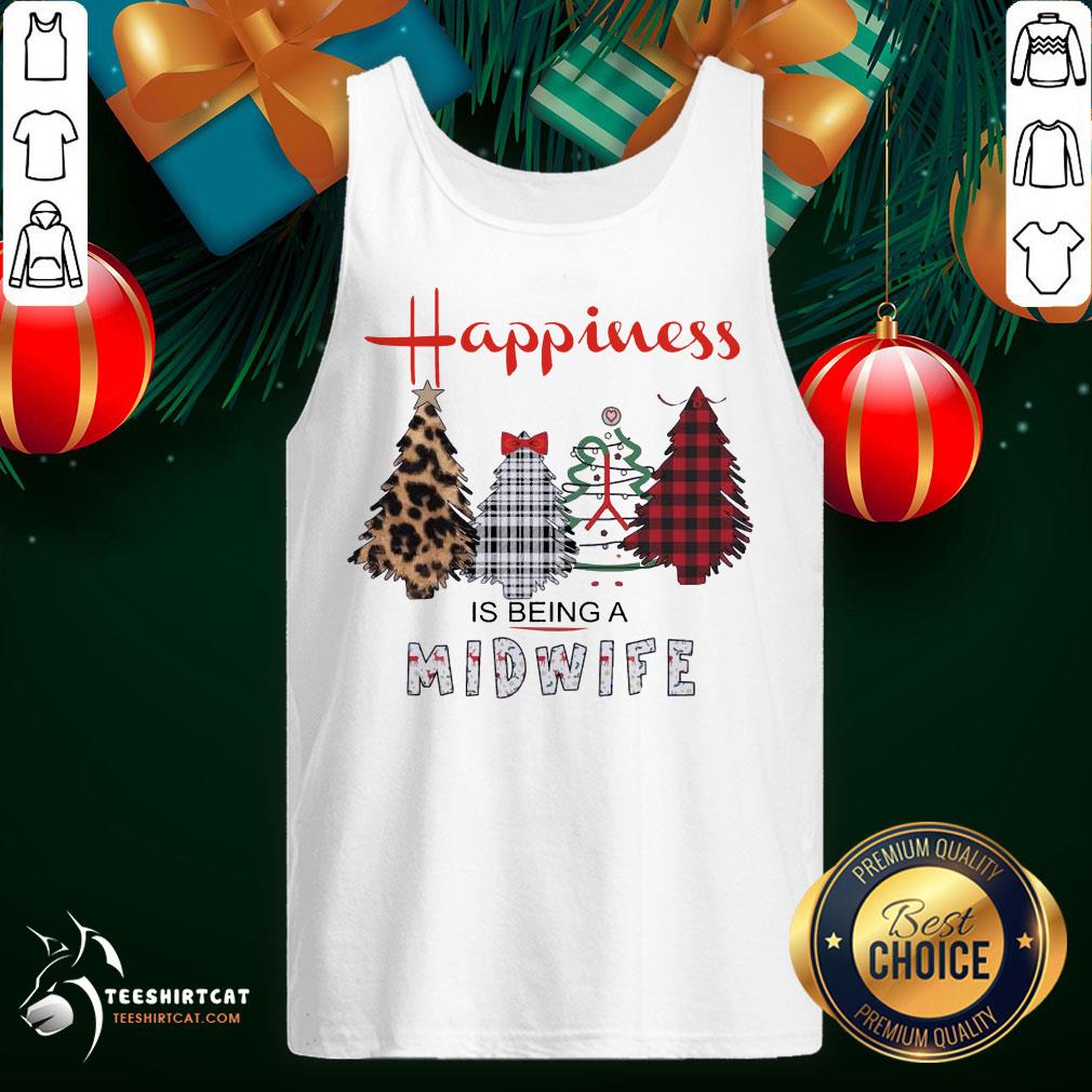 Funny Christmas Tree Happiness Is Being A Midwife Shirt